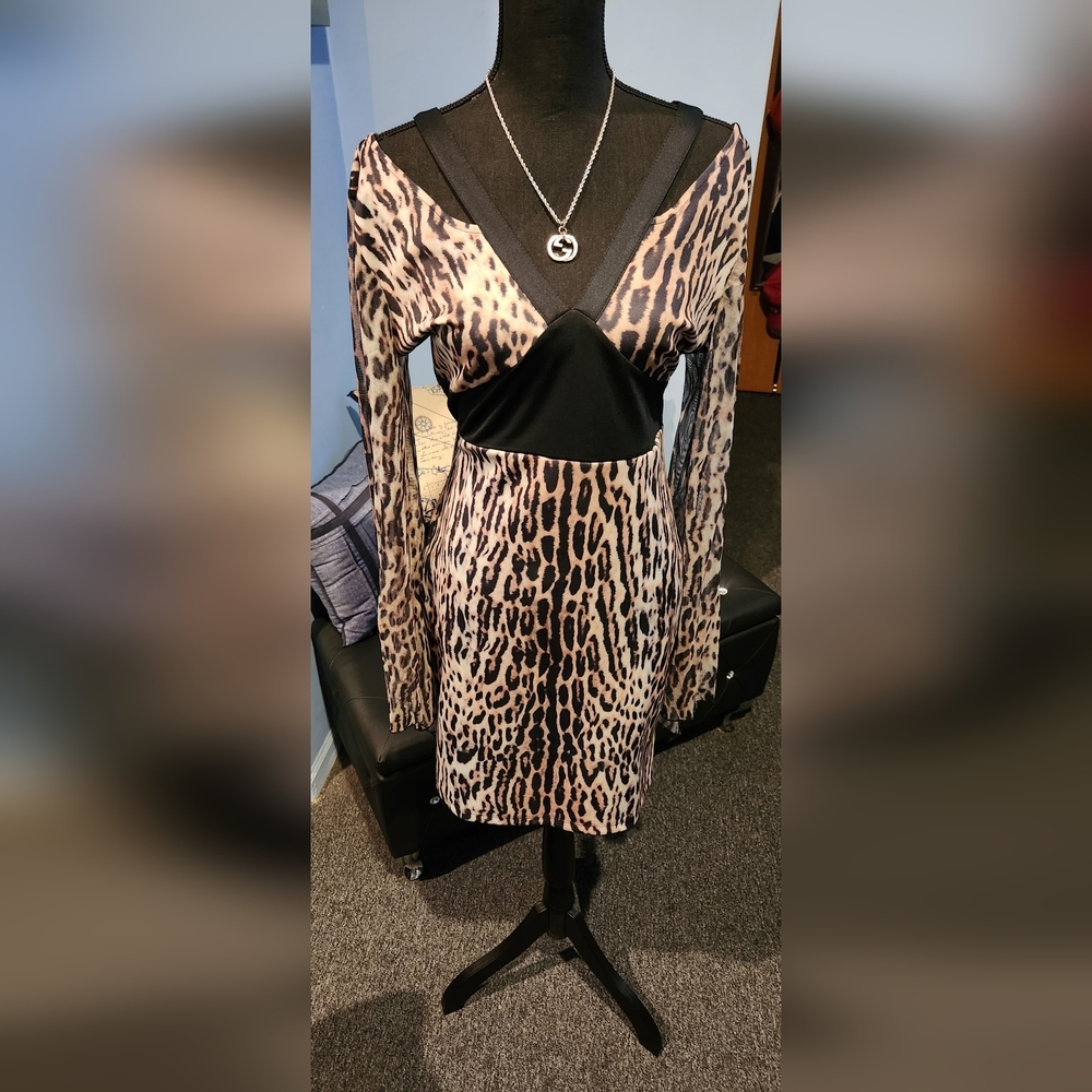 Cheetah Print Cold-Shoulder Dress